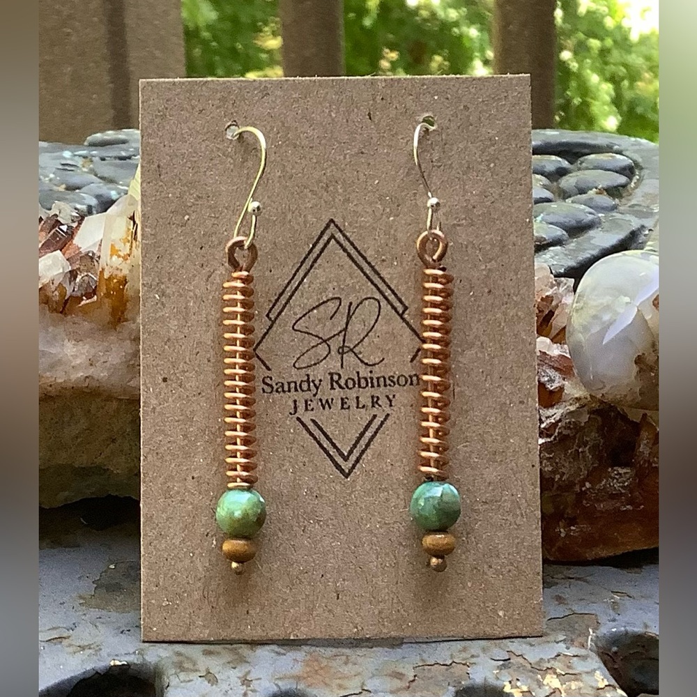 Artisan Coiled Copper Handmade Earrings Made in USA.